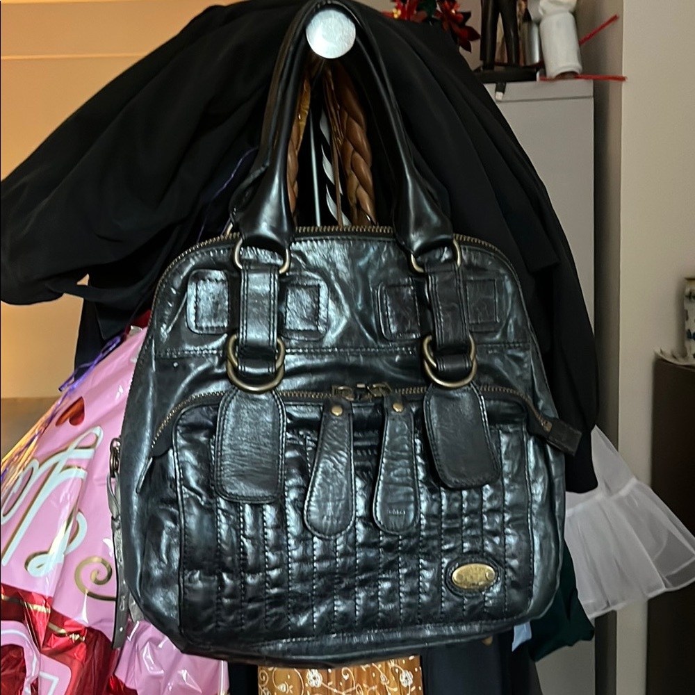 Chloe Black Quilted Shoulder Bag with Structured Design